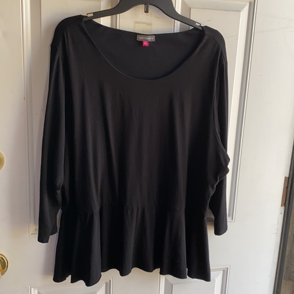 Vince Camuto Slimming Black Peplum Blouse Top 3X - Picture 5 of 5